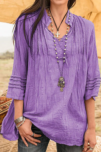 Avencea | V-Neck Linen Blouse