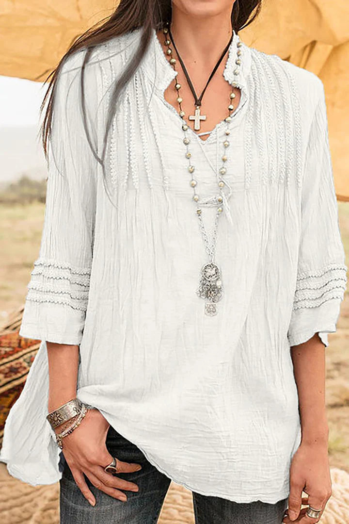 Avencea | V-Neck Linen Blouse