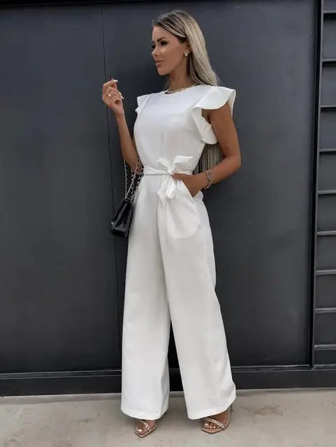 Elegant Avencea Jumpsuit with Ruffled Sleeves