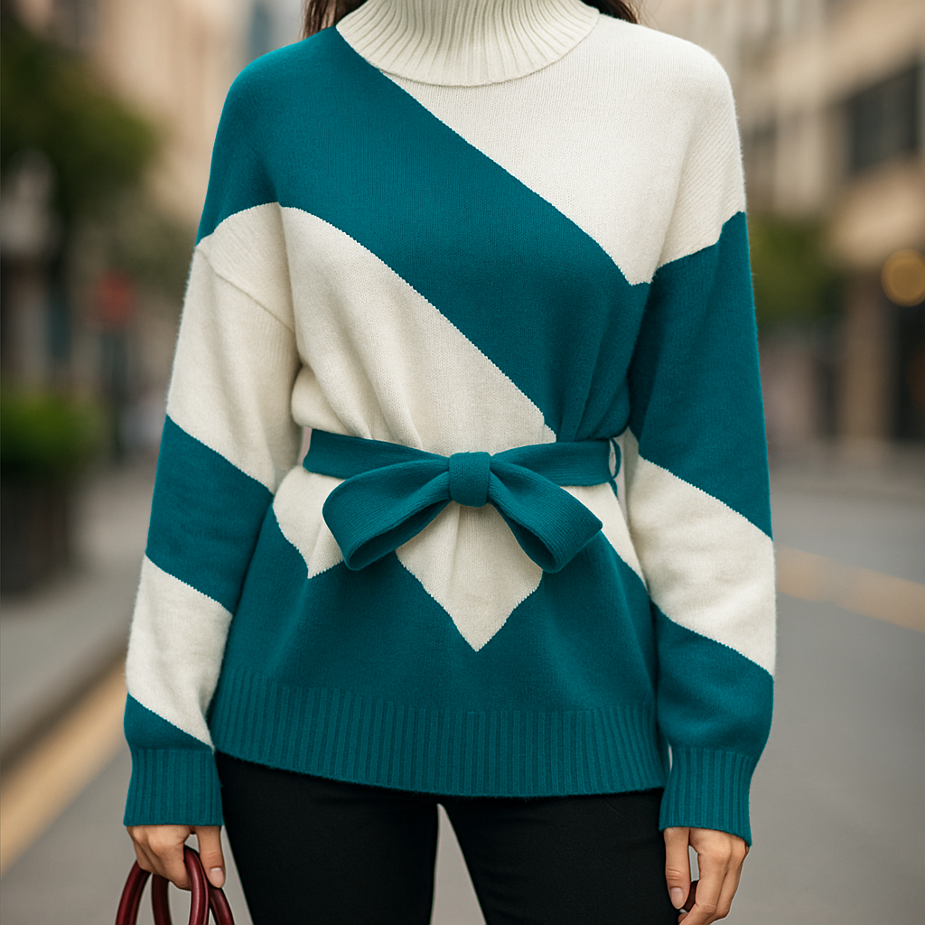 Aurya - Spliced Turtleneck Sweater