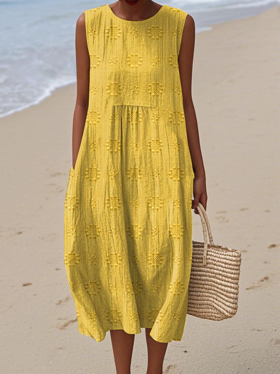 Gracelyn | Breezy Embroidered Sleeveless Beach Dress
