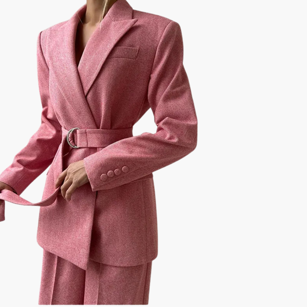 Ivory - Elegant Fishbone Pattern 3-Piece Suit