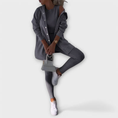 Ella - Three-Piece Set with Hooded Cardigan and Sweatshirt