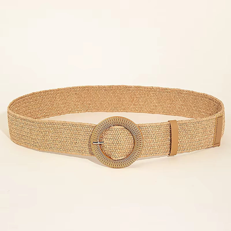 Sand & Pearl Woven Raffia Belt