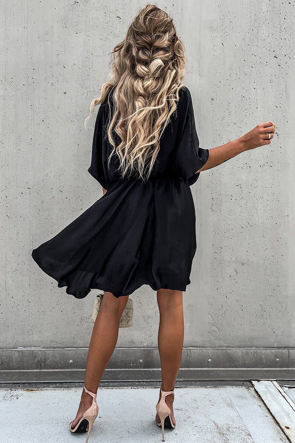 Avencea | Satin Mini Dress with Short Sleeves