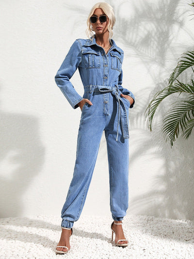 Trendy Denim Overall with Flap Pockets