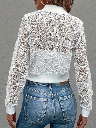 Celina Crop Lace Bomber