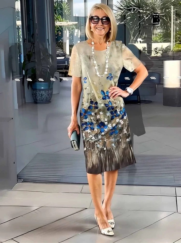 Rosara - Comfortable Loose Printed Medium Dress