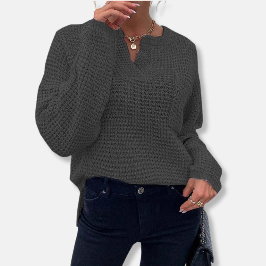 Alba Serenata – Waffle V‑Neck Sweater