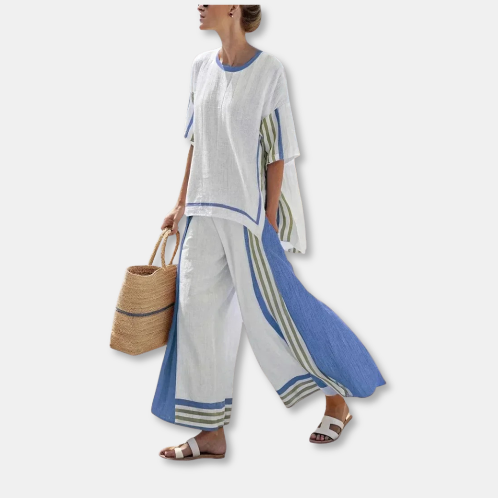 Adriana | Bamboo Linen Stripe Set