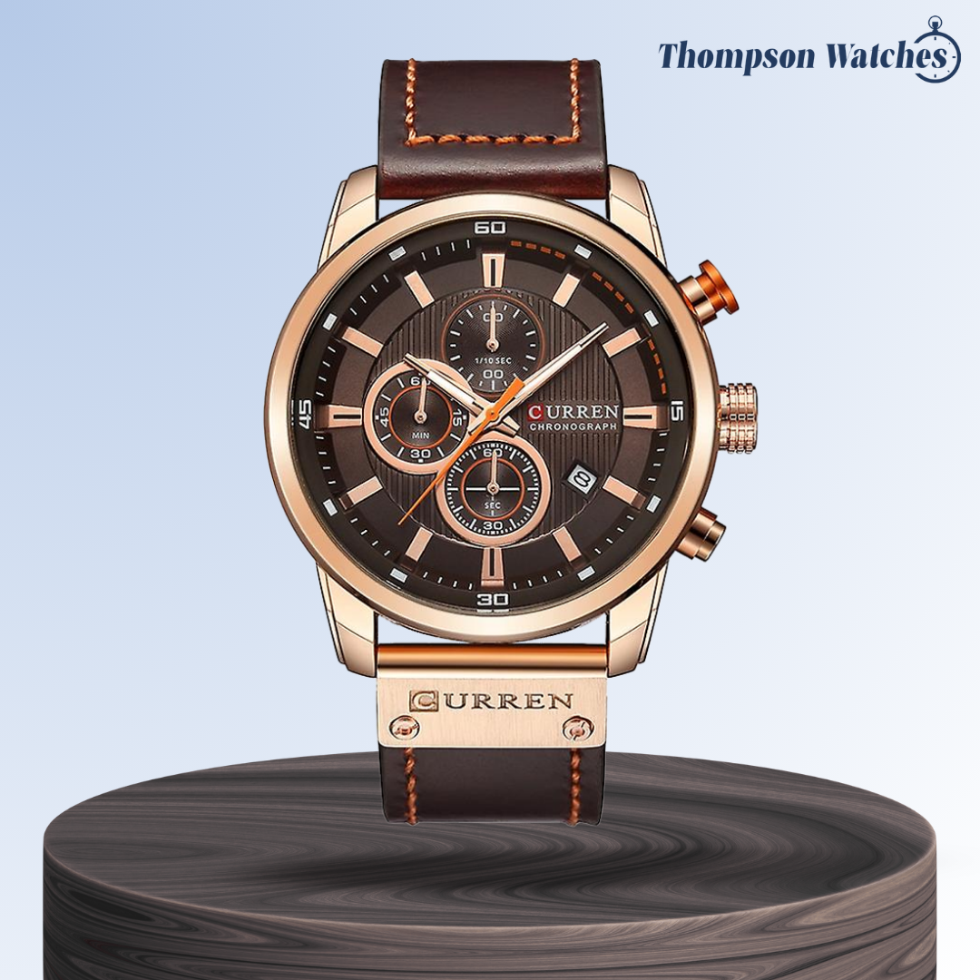 Jacob | Stylish Men’s Chronograph Watch with Brown Leather Strap | 47mm