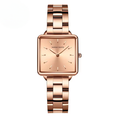 Stainless Square Rose Gold Dial Quartz Watch