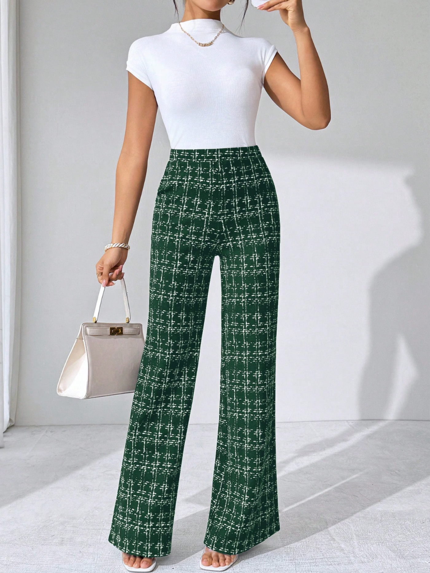Olivia Tweed Plaid Flare Pant