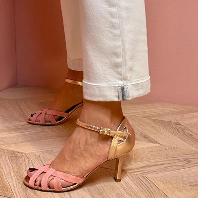 NORTHLINE STUDIO | STRAPPY PEACH MID HEELS