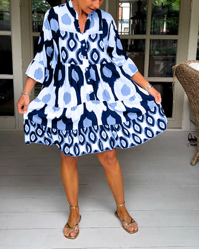 Sage - Chic Printed 3/4 Sleeve Dress