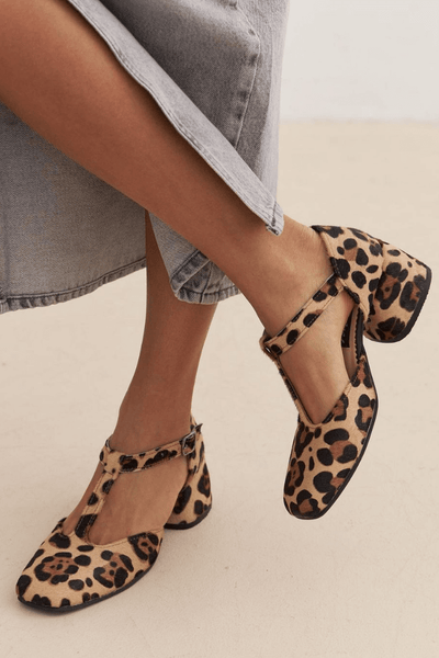 NORTHLINE STUDIO | LEOPARD T-STRAP BLOCK HEELS