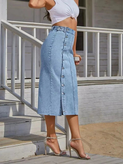 Vivienne Side-Slit Denim Skirt