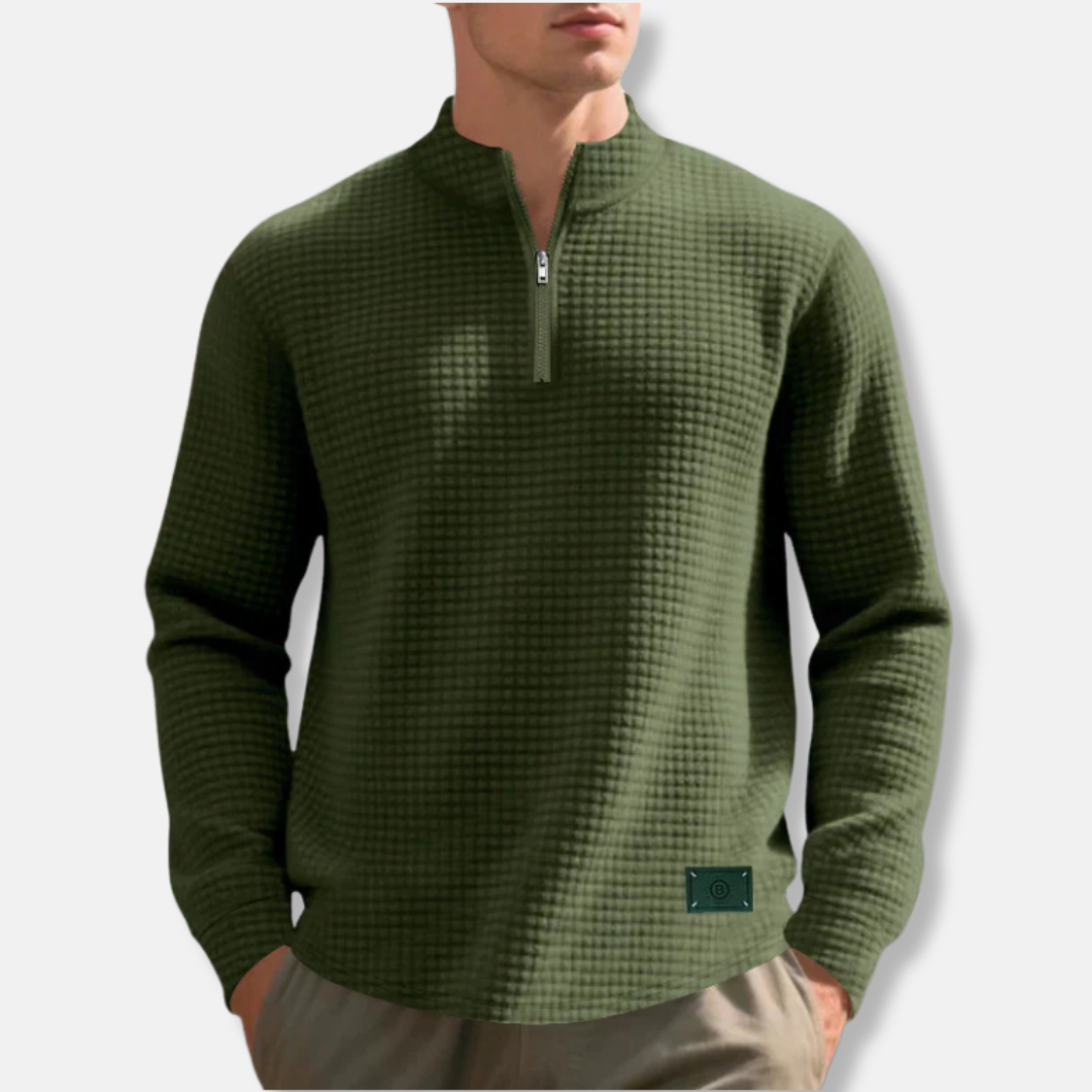 Cavaliere – Waffle-Knit Quarter-Zip Sweater