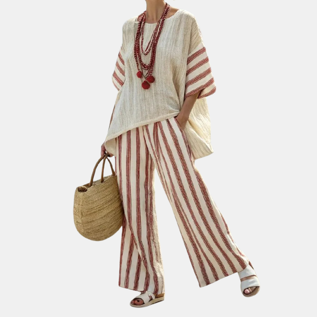 Alejandra | Bamboo Linen Stripe Set