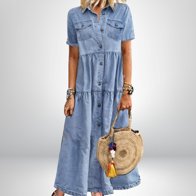Sofia® | Soft Denim Dress with Buttons