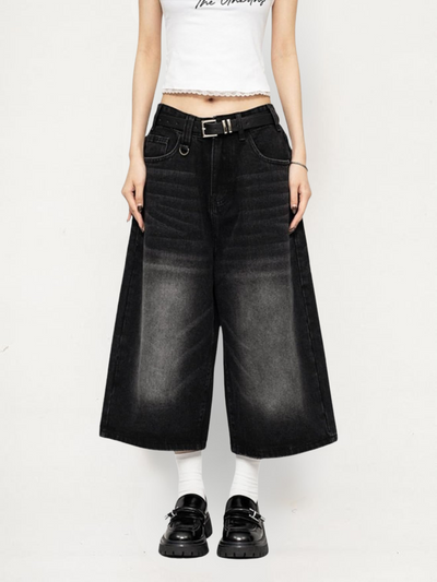 Rebel Wide-Leg Denim Culotte
