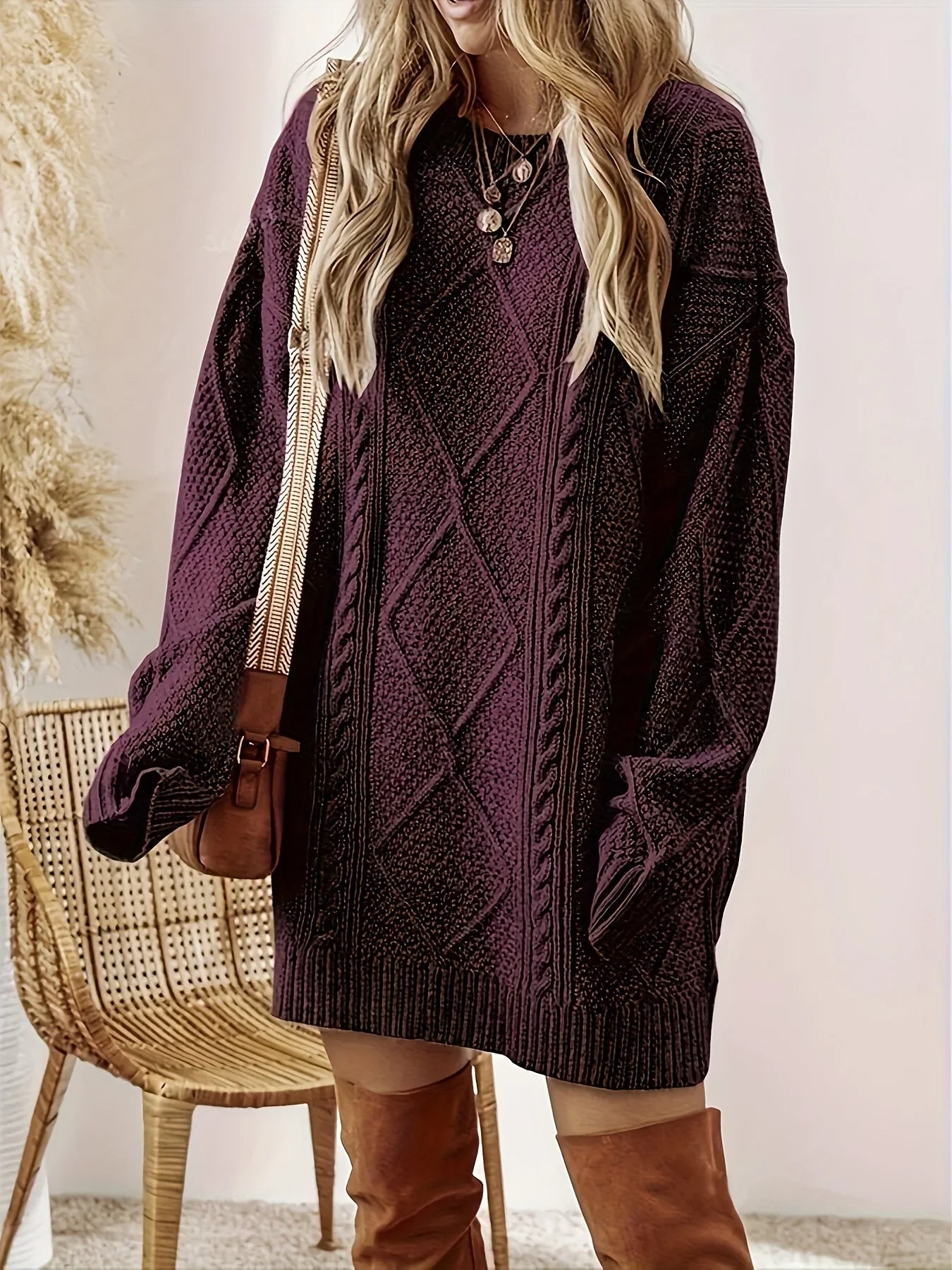 Juno Cable Knit Sweater Dress