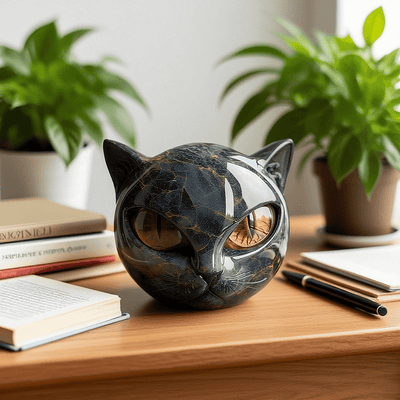Allegra | Mystical Black Cat Head Sculpture