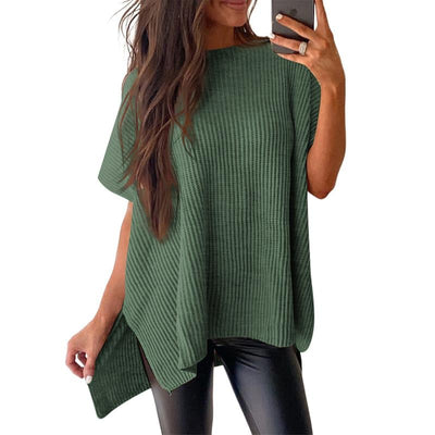 Sylvaine™ | Loose-Fit Crewneck Knit Pullover Top