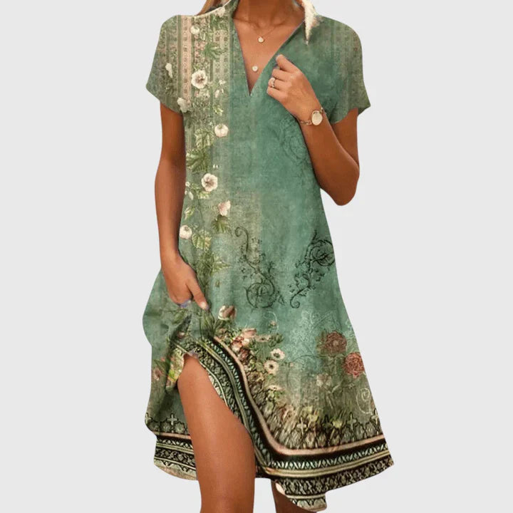 SOLARA | BOHO V-NECK DRESS
