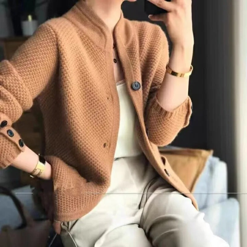 Gabrielle | Women’s Cozy Open Pocket Knit Button Cardigan