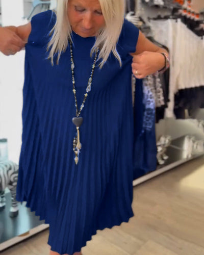 Nova - Trendy Round Neck Pleated Dress