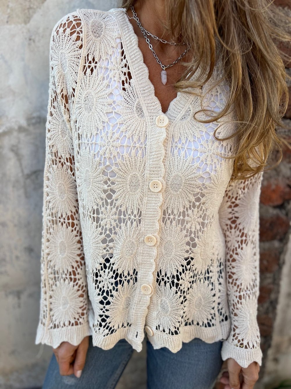Elora™ | Delicate Crochet Button Cardigan