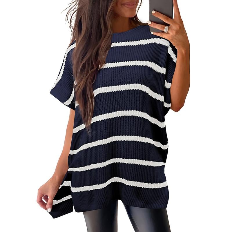 Sylvaine™ | Loose-Fit Crewneck Knit Pullover Top