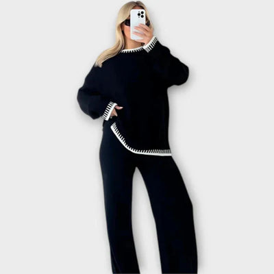 Isabel - 2-Piece Set with Knitted Top and Wide Pants