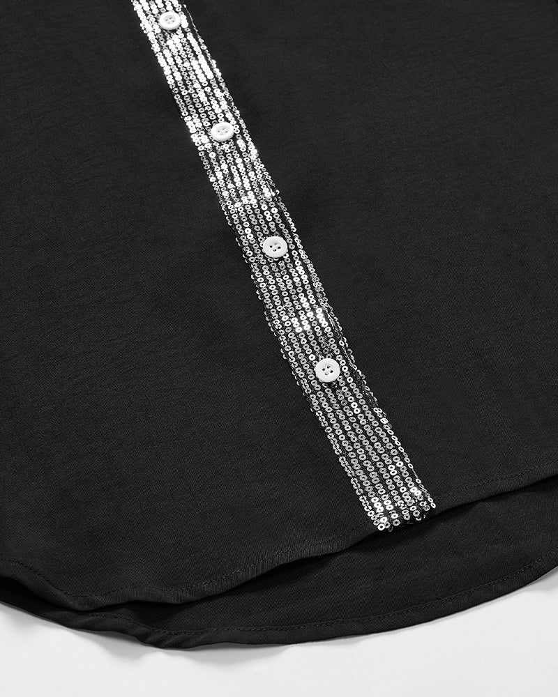 Veda - Paneled Relaxed Fit Sequin Top