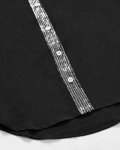 Veda - Paneled Relaxed Fit Sequin Top