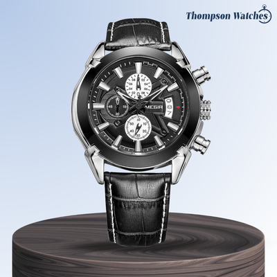 Jaxon | Sophisticated Leather Finish Bold Chronograph Watch