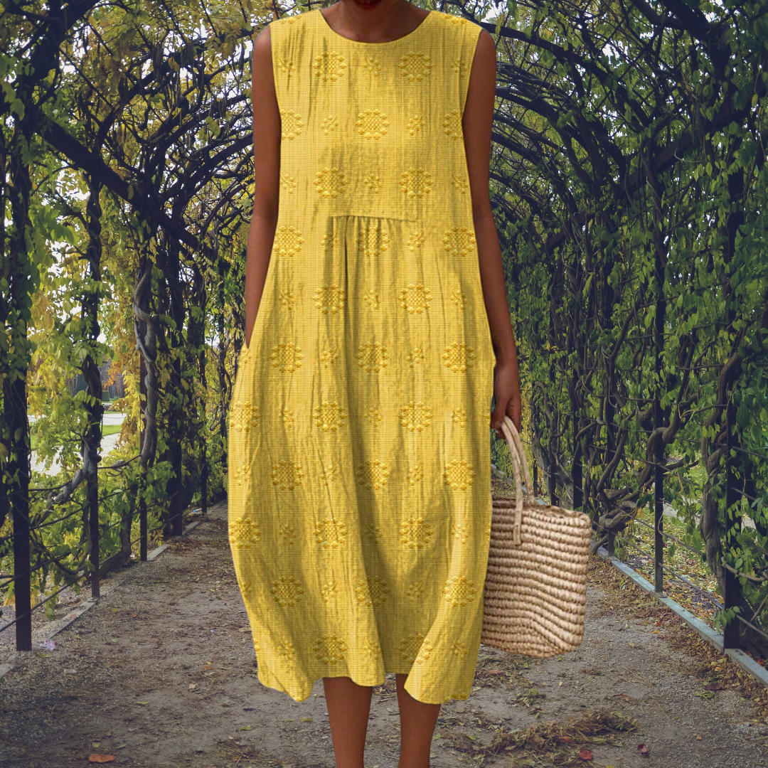 Aikaterini | Elegant sleeveless cotton dress with pockets