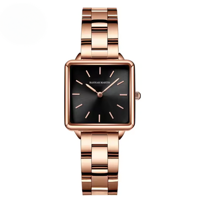 Stainless Square Rose Gold Dial Quartz Watch