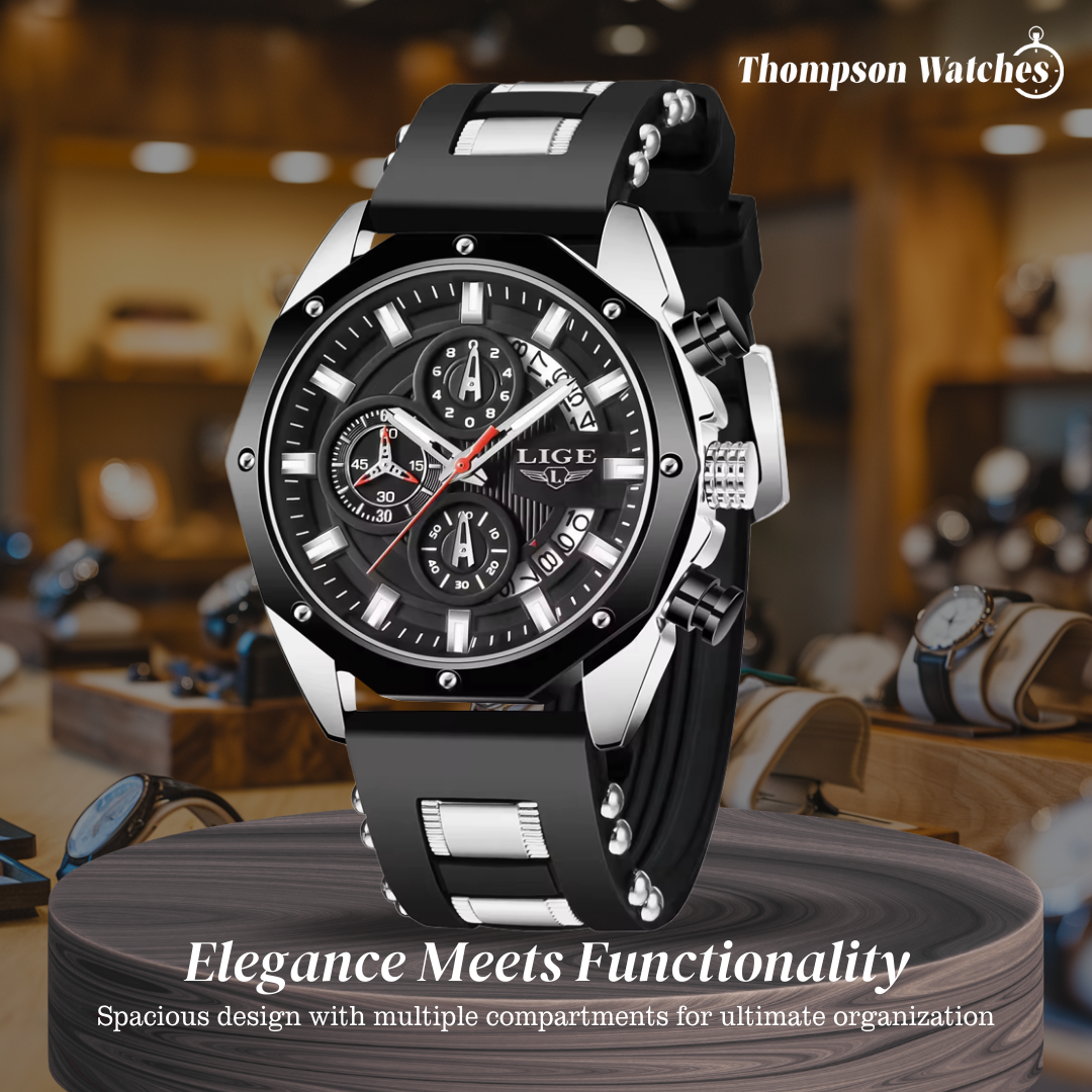 Dean | Men's Silicone Strap Sports Chronograph Quartz Watch | 35mm