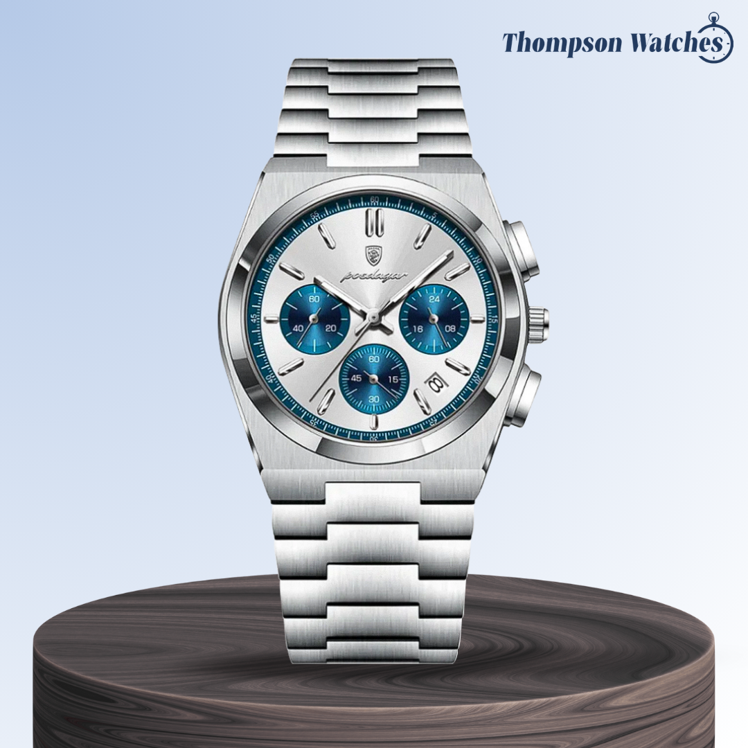 Logan | Sleek Steel Finish Modern Chronograph Build Watch