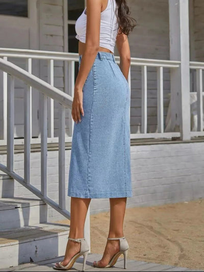 Vivienne Side-Slit Denim Skirt