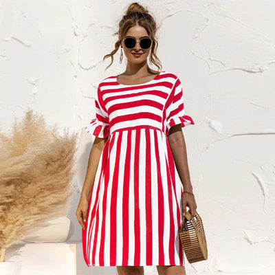 Avencea - Stylish Striped Midi Dress