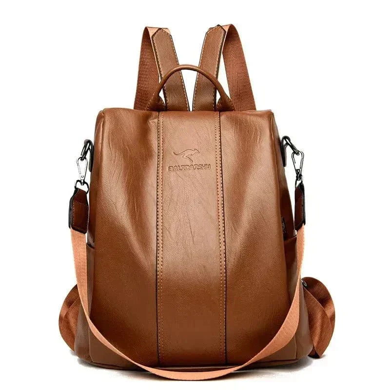 Durable and Secure PU Leather Backpack