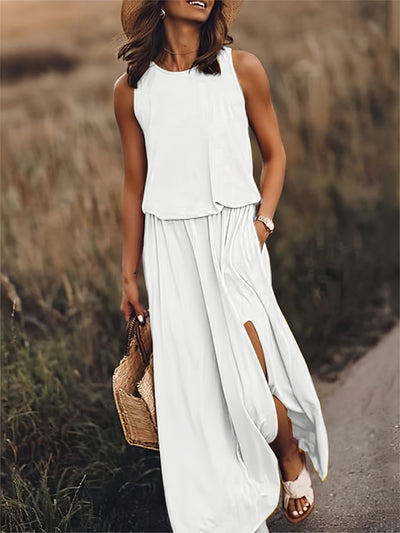 Indie - Elegant Side Split Sleeveless Dress