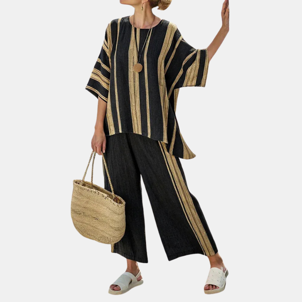 Natalia | Bamboo Linen Stripe Set
