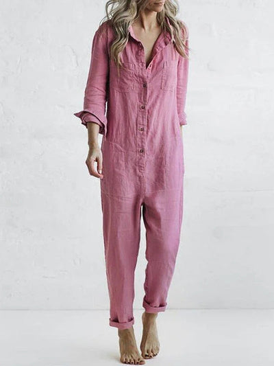 Long-Sleeve Jumpsuit from Avencea - An Elegant Highlight in 100% Cotton
