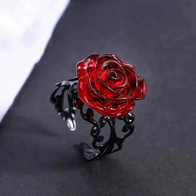 Crimson Thorns Rose Ring