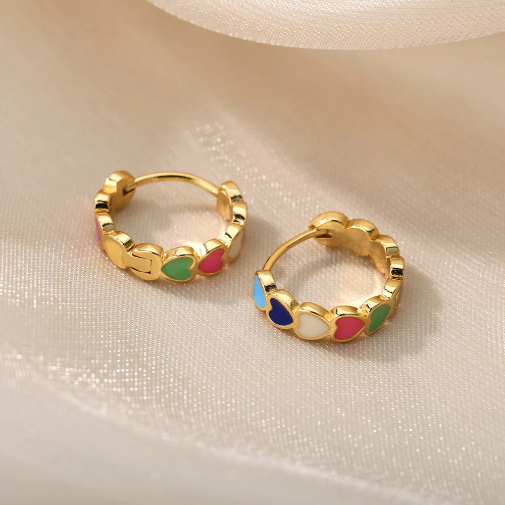 Prism Heart Hoop Earrings