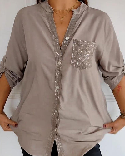 Veda - Paneled Relaxed Fit Sequin Top